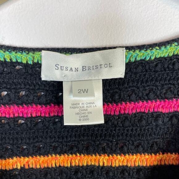 Vintage Y2K Susan Bristol Rainbow Cat Cats Crochet Embroidered Sweater Vest 2X - Picture 9 of 12